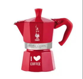 Bialetti 006363034845 Moka Express 3-cup Red Inch I Love Coffee Limited Edition