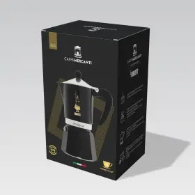 Bialetti 006363038072 Limited Edition Caffe Mercanti Black Oro 6 Cups - Italian Stovetop M