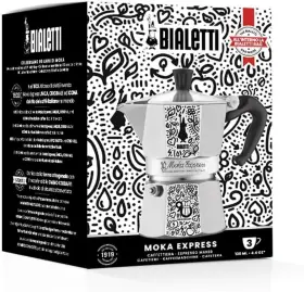 Bialetti 006363039864 Moka 3 Cups 90th Anniversary Coffee Maker Celebration Bag