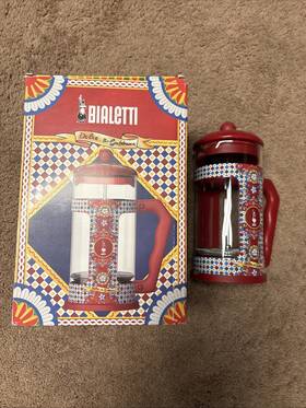 Bialetti 006363041492 Dolce And Gabbana French Press Carretto 3 Cup Red Coffee Italian New