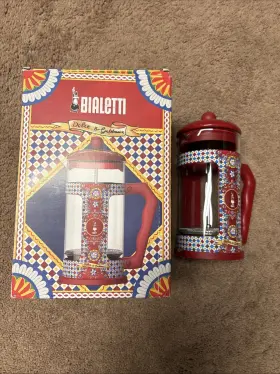 Bialetti 006363041492 Dolce And Gabbana French Press Carretto 3 Cup Red Coffee Italian New
