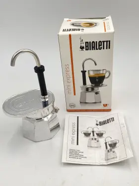 Bialetti 006363212816 Vintage Mini Express 1 Cup Stovetop Espresso Maker With Box And Manual