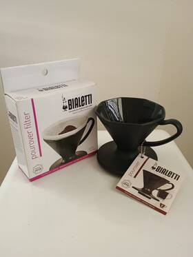 Bialetti 07046 Black Pour Over Drip Coffee Brewer #06788 Plus Bonus Filters 100 Box
