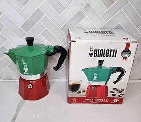 Bialetti 5322 Moka Express Espresso Coffee Maker 3 Cup Green Red Silver Made In Italy