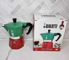 5322 Bialetti Moka Express Espresso Coffee Maker 3 Cup Green Red Silver Made In Italy