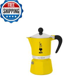 Bialetti B072vl8mnq Rainbow Moka Pot In Yellow 3 Cup Stove Top Espresso Maker - Aluminum