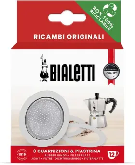 Bia640312 Bialetti 3 Gaskets Rubber Rings 1 Filter Plate Replacement Moka - 12 Cup
