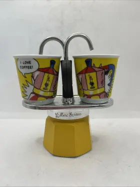 Bs171c Bialetti Mini Express Moka Set Coffee Maker 2 Cup Shot Glasses