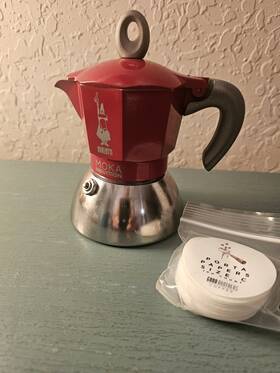 Bialetti Cr112b Open Box Moka Induction Stovetop Coffee Maker 2 Cup Size With Red Enamel