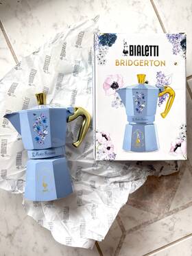 Bialetti Cs/h5 Bridgerton Moka Express Blue Gold 6-cup Pot Espresso Maker 270ml