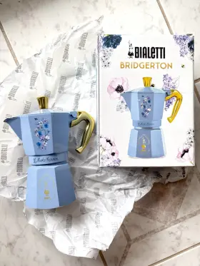 Bialetti Cs/h5 Bridgerton Moka Express Blue Gold 6-cup Pot Espresso Maker 270ml