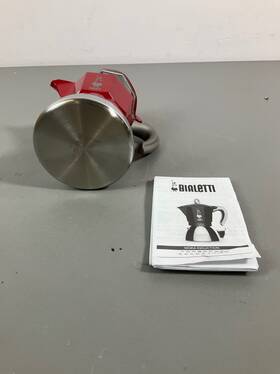 Bialetti Industrie Int-10385740-c40q Moka Induction Coffee Maker - Espresso Pot Red And Silver Rea