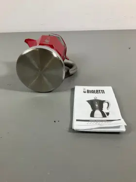 Int-10385740-c40q Bialetti Industrie Moka Induction Coffee Maker - Espresso Pot Red And Silver Rea