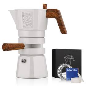 Bincoo B0bvljmq49 120ml/2 Cups Stovetop Espresso Maker Double Valve Moka Pot Thermostat