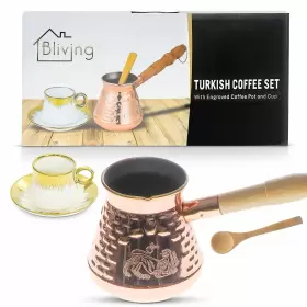 Bliving 065009464012 Cezve Turkish Coffee Pot Ibrik 8.5 Fl Oz Greek Maker Arabic