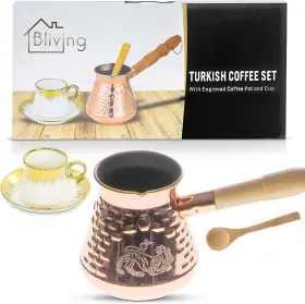 Tcp01 Bliving Cezve Turkish Coffee Pot Ibrik 8.5 Fl Oz Greek Maker Arabic Cof