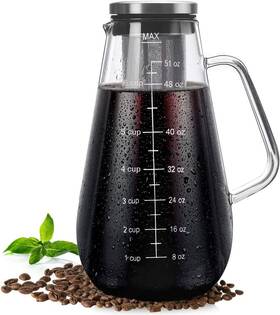 Bnunwish 313039630606 Cold Brew Coffee Maker Iced Tea Pitcher Infuser With Airtight Lid And Thick High