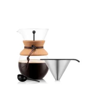 11571-109wm Bodum Cork Band Pour Over Coffee Maker 34 Oz With Permanent Stainless Steel Filter