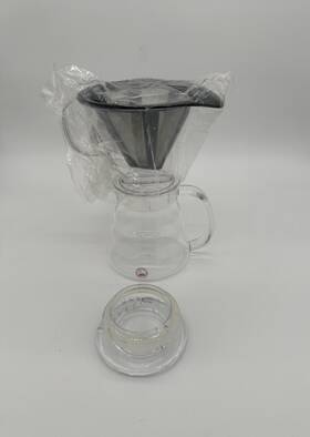 Bodum 699965445553 Melior Pour Over Coffee Maker Stainless Steel Filter Glass Pot - 20oz
