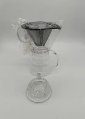 Bodum 699965445553 Melior Pour Over Coffee Maker Stainless Steel Filter Glass Pot - 20oz