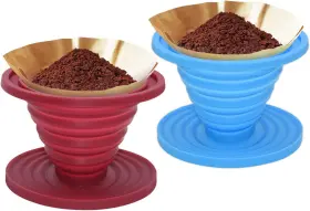 Sbpdk001 Bongpuda 2 Pcs Collapsible Pour Over Coffee Dripper Reusable Silicone Filter