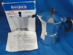 Bonjour 747660751131 Cafe Milano Stovetop Espresso Maker 3 Cups Never Used Open Box