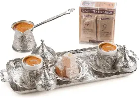 Branded 313031421455 Premium Turkish Coffee Set - 12-person Cezve 2-person Cups Del