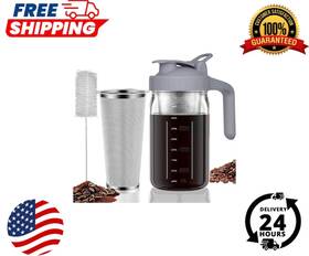 Branded 445002748797 Cold Brew Coffee Maker Jar 32oz Thick Glass Multipurpose Mason Pitcher Spout Lid