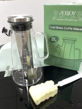 Branded 445033598538 Cold Brew Coffee Maker 64oz/2 Quart Glass Iced With Super Dense Stainless Steel New