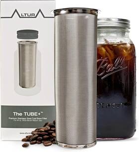 Branded 705353986253 Cold Brew Coffee Maker For Wide Mouth Mason Jar - Stainless Steel Iced