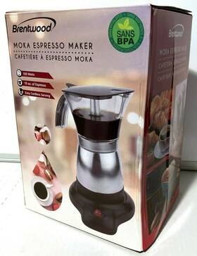 Brentwood Ts-118s Moka Espresso Maker 550 Watts 10oz Swivel Base Cordless Bpa Free