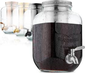Brew To A Tea 313050583554 Btat- 1 Gallon Cold Coffee Maker Thick Glass Pitcher With Stainless Steel
