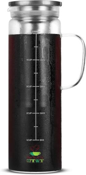 Brew To A Tea 644558756943 Btat- Cold Coffee Maker Iced And 1.5 Quart 40oz Pitcher