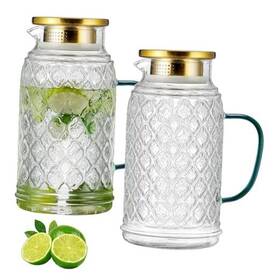 Buaic Hth-2l Glass Pitcher With Lid 2 Pack 68 Oz/2 Liter Vintage 2l-2 Clear