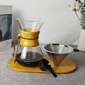 Casamojo Cm-007 Pour Over Coffee Maker With Wood Sleeve Capacity 27.05oz 800ml Borosilicate
