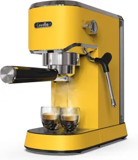 Cmep02 Cavdle Espresso Machine 20 Bar Professional Maker With Milk Frother Steam Yellow