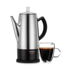 Cdkm Pc-9822 Stainless Steel 12-cup Coffee Percolator With Clear Brewing Knob