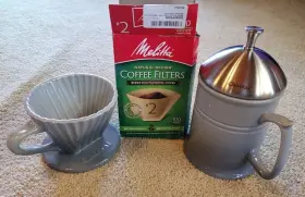 92-ftl63 Chantal Ceramic Pour Over Coffee Dripper And French Press Filters Gray