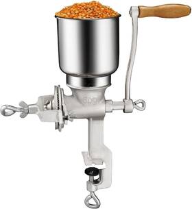 Chefcaptain 792384517648 Manual Cast Iron Grain Grinder Corn Food Mill Silver