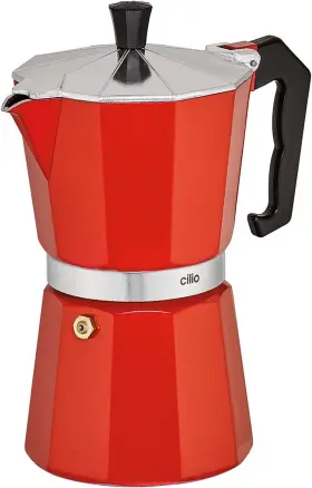 C321319 Cilio Classico Stovetop Espresso Maker 15 Ounce Red