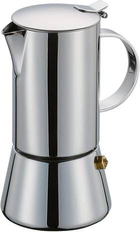 Cilio Ci342048 Aida Stainless Steel Stovetop Espresso Maker Polish 4 Cup Silver