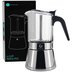 Coffee Gator 060482912753 4 Cup Moka Pot 6.7 Oz Stovetop Espresso Maker For Italian Transparen