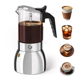 Coffee Gator 060482912760 9 Cup Moka Pot 15oz Stovetop Espresso Maker For Italian Transparent