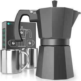 Coffee Gator 313112549511 Moka Pot - 6 Cup 12oz Stovetop Espresso Maker Classic Italian An