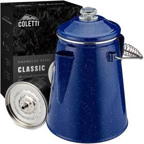 Coletti 850044612055 Classic Percolator Coffee Pot The Most Nostalgic 12 Cup Blue
