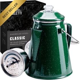 Coletti 850044612222 Classic Percolator Coffee Pot Green Enamel 12 Cup Camping Maker