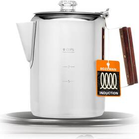 Coletti 850044612338 Bozeman Induction Coffee Maker Percolator 9 Cups Stainless Steel