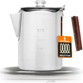 Coletti 850044612338 Bozeman Induction Coffee Maker Percolator 9 Cups Stainless Steel