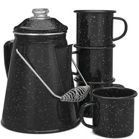 Coletti 850044612376 Classic Enamel Set Coffee Percolator And Mugs The Most 12 Cups Black