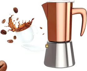 Collgene 445027513561 Stainless Steel Moka Pot Espresso Maker 6 Cups 10oz/300ml - Italian Stovetop C